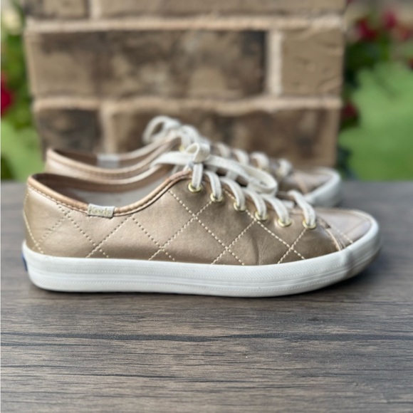 KEDS KICKSTART SNEAKERS - QUILTED METALLIC Gold Size 6.5 - Picture 3 of 9
